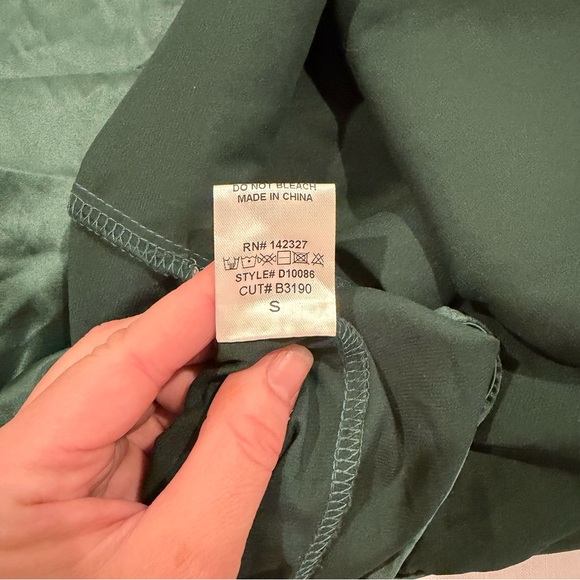 Satin Green Slip Mini Dress with Spaghetti Straps - Picture 6 of 7